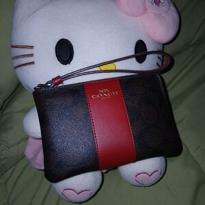 Coach Signature Brown and Red Wristlet